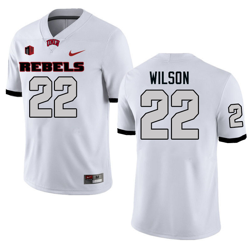 Men #22 Elijah Wilson UNLV Rebels College Football Jerseys Stitched-White